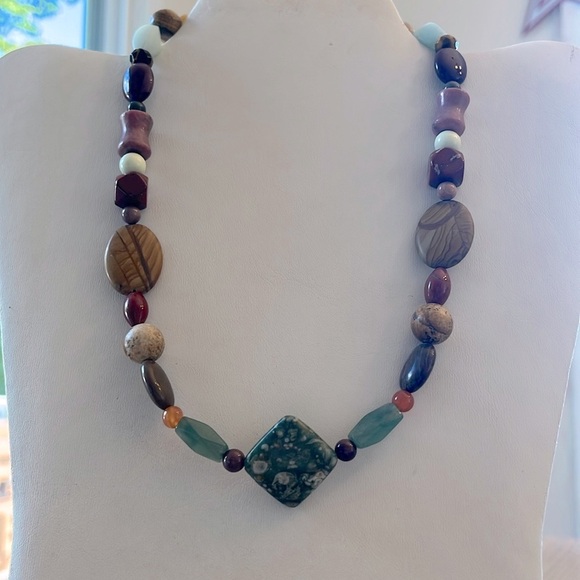 Jay King 925 Multicolor Semiprecious Gemstone Necklace Smooth Symmetrical Shapes - Picture 10 of 17